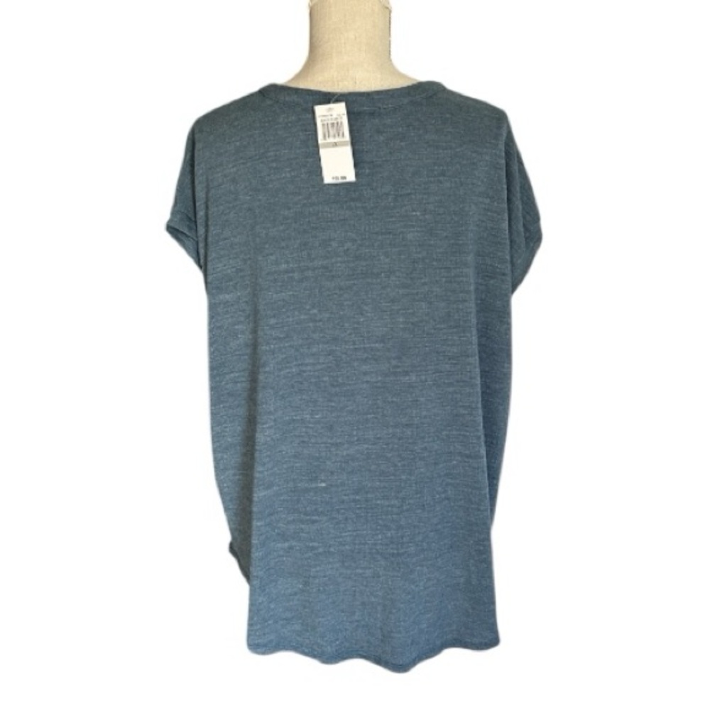 Cable & Gauge Soft Blue Embroidered Textured V-Neck Short Capped Sleeves size 1X - Picture 7 of 16
